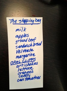 sample grocery list